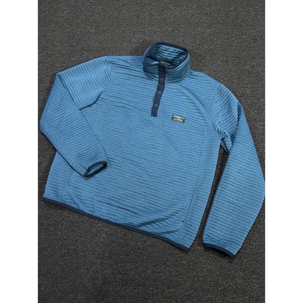 LL Bean Jacket Mens Large Blue Airlight Knit Pullover Quilted Snap T Outdoor